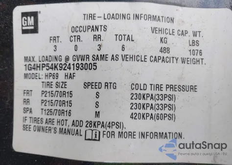 2002 Buick Lesabre Custom from USA, damaged, VIN 1G4HP54K924193005